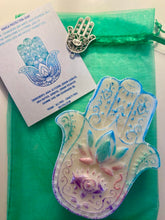 Load image into Gallery viewer, Hamsa protection soap with Jasmine and cedarwood essential oils