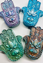Load image into Gallery viewer, Hamsa Wall plaque 8 x 7 cm turquoise