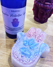 Load image into Gallery viewer, Hamsa protection soap with Jasmine and cedarwood essential oils