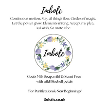 Load image into Gallery viewer, Imbolc - Pure goats milk soap with wild bluebell petals