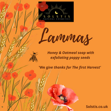 Load image into Gallery viewer, Lammas Honey and oatmeal soap with exfoliating poppy seeds