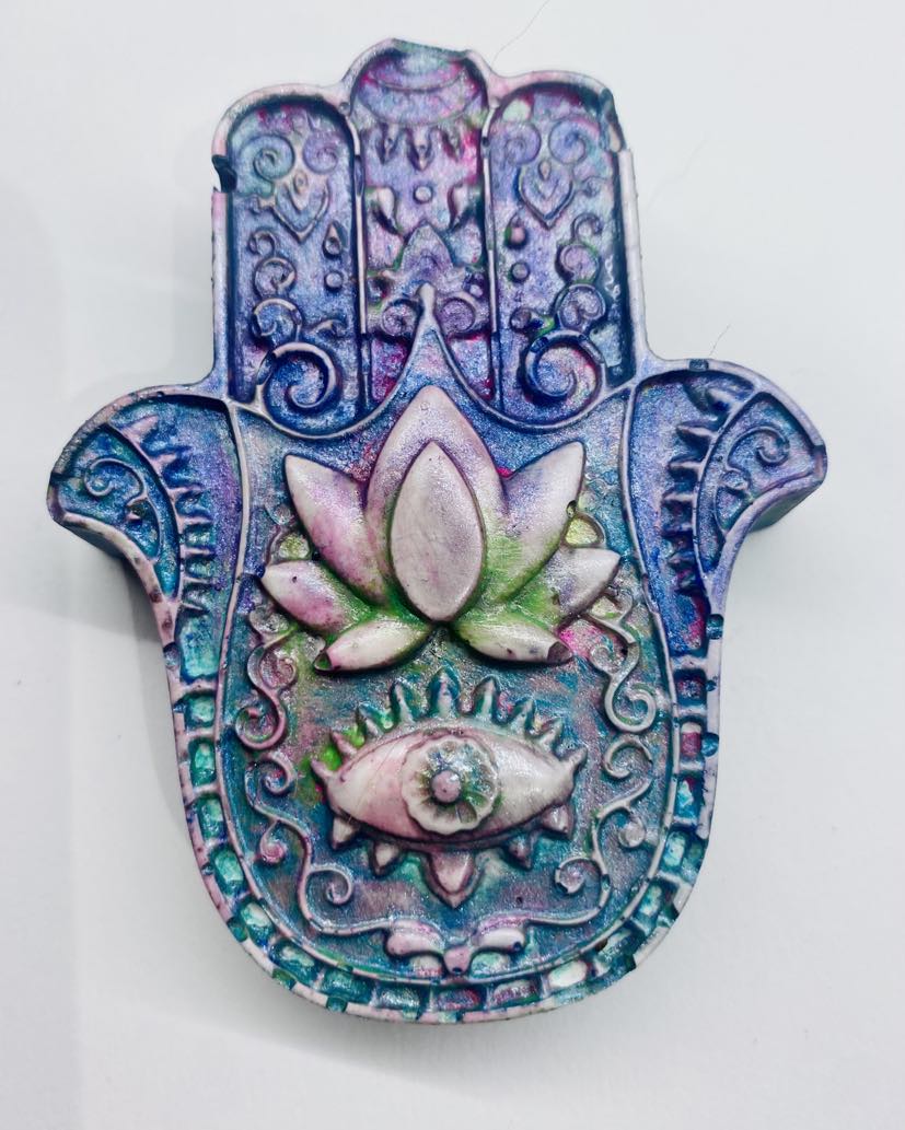 Hamsa Wall plaque 8 x 7 cm blue