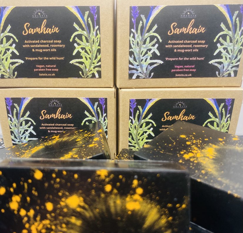 SAMHAIN: Activated charcoal soap with sandalwood, rosemary and mug-wort LARGE BAR