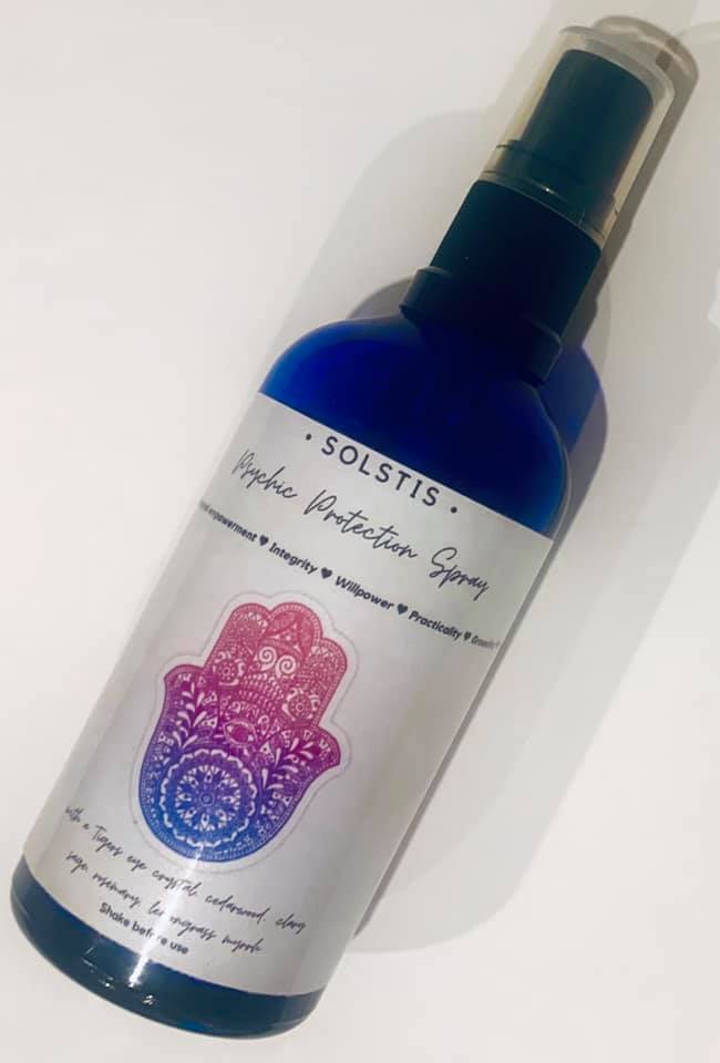 Hamsa Psychic protection spray with charged tigers eye crystals