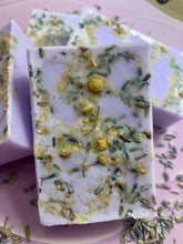 Load image into Gallery viewer, Rich moisturising shea butter soap with lavender &amp; Chamomile oil and petals
