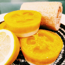 Load image into Gallery viewer, Zesty lemon loofa soap with Shea butter moisturising base
