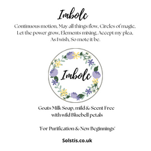 Load image into Gallery viewer, Imbolc - Pure goats milk soap with wild bluebell petals
